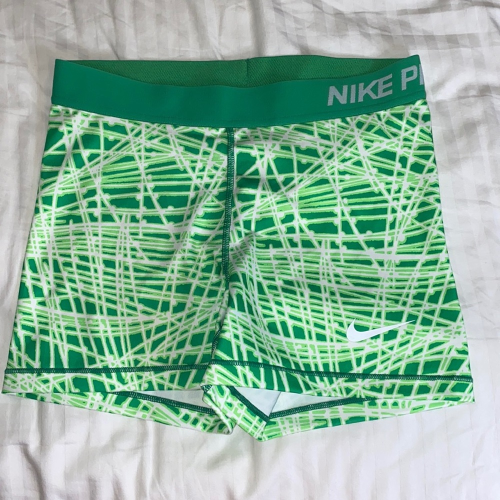 Green & White Nike Pro Spandex